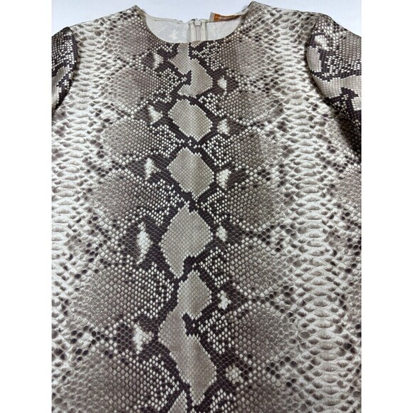 Tory Burch Snakeprint Snake Reptile Animal PrintBlouse Top Tan Cream 4 Wool Silk - Picture 8 of 9